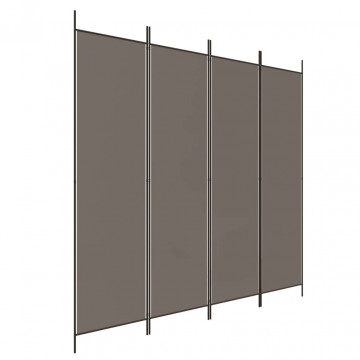 Paravan de cameră cu 4 panouri, antracit, 698x180 cm, textil - Img 2