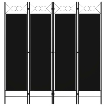 Paravan de cameră cu 4 panouri, negru, 160 x 180 cm - Img 1