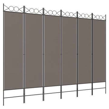 Paravan de cameră cu 6 panouri, antracit, 240x200 cm, textil - Img 2