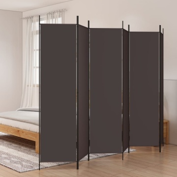 Paravan de cameră cu 6 panouri, maro, 300x200 cm, textil - Img 1