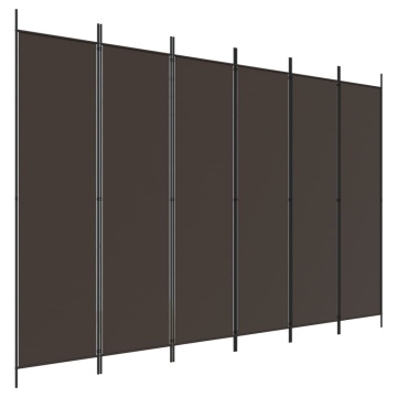 Paravan de cameră cu 6 panouri, maro, 300x200 cm, textil - Img 2
