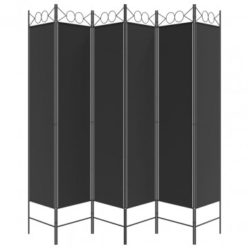 Paravan de cameră cu 6 panouri, negru, 240x200 cm, textil - Img 4