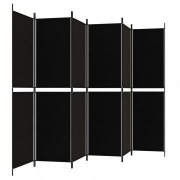 Paravan de cameră cu 6 panouri, negru, 300x200 cm, textil - Img 4