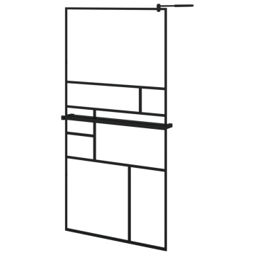 Paravan duș walk-in cu raft negru 100x195cm sticlă ESG/aluminiu - Img 2