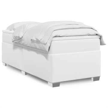 Pat box spring cu saltea, alb, 90x200 cm, piele ecologică - Img 1