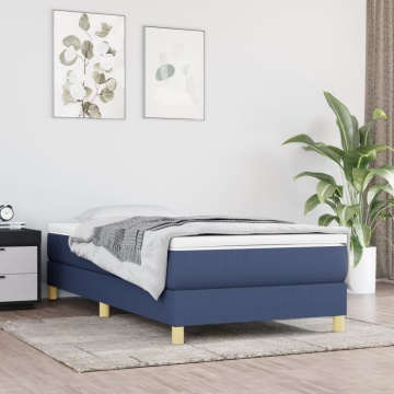 Pat box spring cu saltea, albastru, 90x200 cm, textil - Img 1