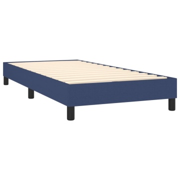 Pat box spring cu saltea, albastru, 90x200 cm, textil - Img 4