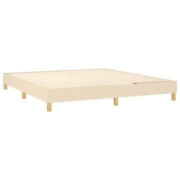 Pat box spring cu saltea, crem, 160x200 cm, material textil - Img 4
