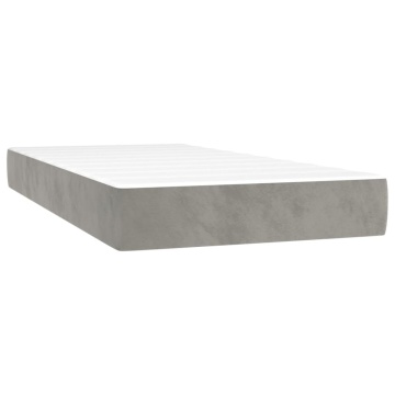 Pat box spring cu saltea, gri deschis, 100x200 cm, catifea - Img 7