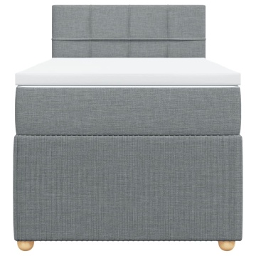 Pat box spring cu saltea, gri deschis, 100x200 cm, textil - Img 4