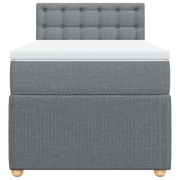 Pat box spring cu saltea, gri deschis, 100x200 cm, textil - Img 4