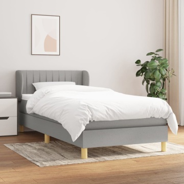Pat box spring cu saltea, gri deschis, 100x200 cm, textil - Img 1