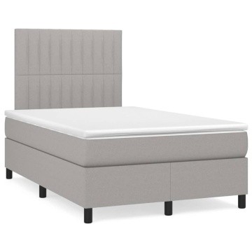 Pat box spring cu saltea, gri deschis, 120x200 cm, textil - Img 2