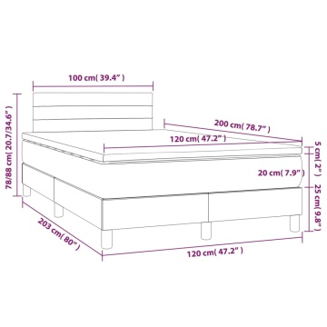 Pat box spring cu saltea, gri deschis, 120x200 cm, textil - Img 6
