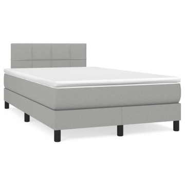 Pat box spring cu saltea, gri deschis, 120x200 cm, textil - Img 2