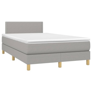 Pat box spring cu saltea, gri deschis, 120x200 cm, textil - Img 3