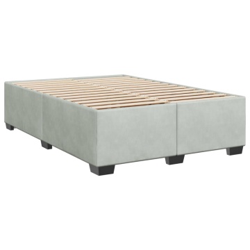 Pat box spring cu saltea, gri deschis, 140x190 cm, catifea - Img 8