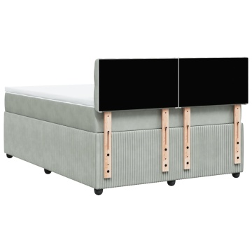 Pat box spring cu saltea, gri deschis, 140x200 cm, catifea - Img 7