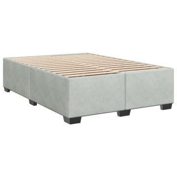 Pat box spring cu saltea, gri deschis, 160x200 cm, catifea - Img 8