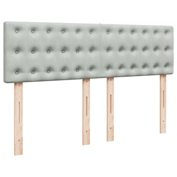 Pat box spring cu saltea, gri deschis, 160x200 cm, catifea - Img 8
