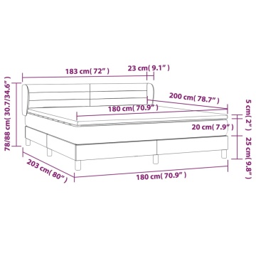 Pat box spring cu saltea, gri deschis, 180x200 cm, catifea - Img 6