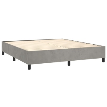Pat box spring cu saltea, gri deschis, 180x200 cm, catifea - Img 4