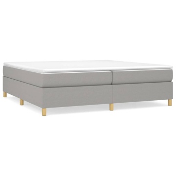 Pat box spring cu saltea, gri deschis, 200x200 cm, textil - Img 2