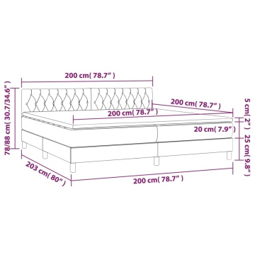 Pat box spring cu saltea, gri deschis, 200x200 cm, textil - Img 6