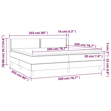 Pat box spring cu saltea, gri deschis, 200x200 cm, textil - Img 6