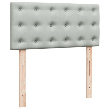 Pat box spring cu saltea, gri deschis, 90x190 cm, catifea - Img 8