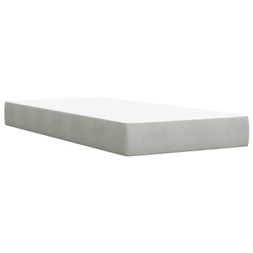 Pat box spring cu saltea, gri deschis, 90x190 cm, catifea - Img 6
