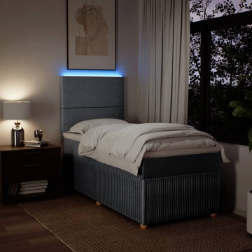 Pat box spring cu saltea, gri deschis, 90x190 cm, textil - Img 8