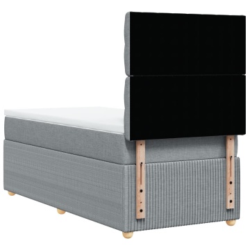 Pat box spring cu saltea, gri deschis, 90x190 cm, textil - Img 7