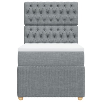 Pat box spring cu saltea, gri deschis, 90x190 cm, textil - Img 4