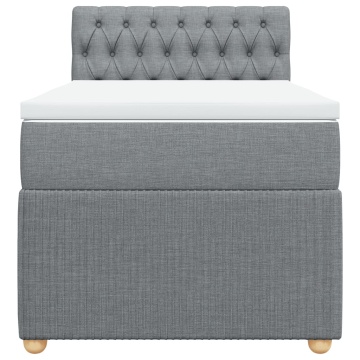 Pat box spring cu saltea, gri deschis, 90x190 cm, textil - Img 4