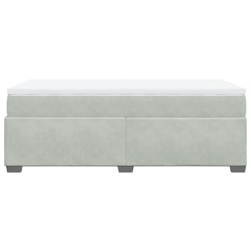 Pat box spring cu saltea, gri deschis, 90x200 cm, catifea - Img 7