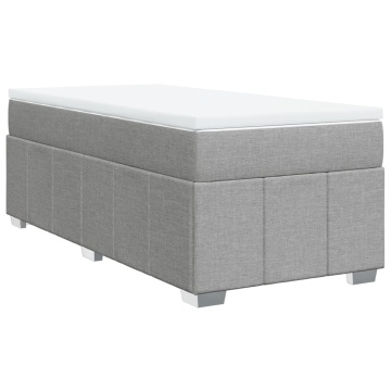 Pat box spring cu saltea, gri deschis, 90x200 cm, textil - Img 2