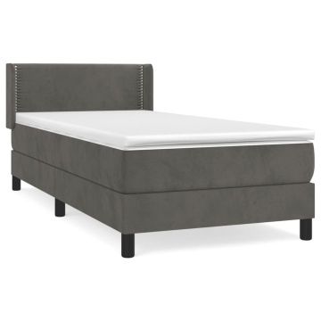 Pat box spring cu saltea, gri închis, 100x200 cm, catifea - Img 2