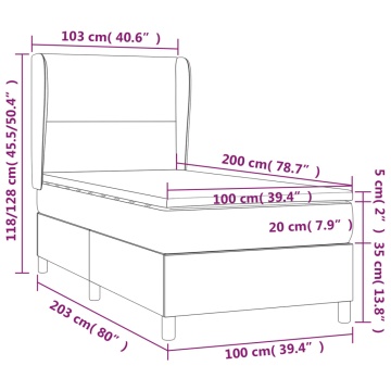 Pat box spring cu saltea, gri închis, 100x200 cm, textil - Img 6