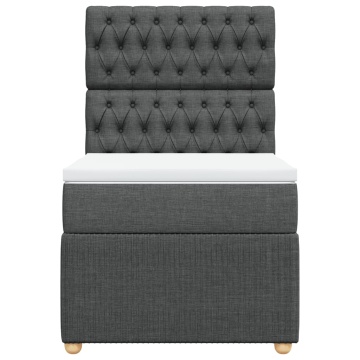 Pat box spring cu saltea, gri închis, 100x200 cm, textil - Img 4