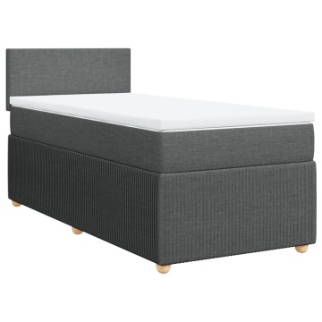 Pat box spring cu saltea, gri închis, 100x200 cm, textil - Img 2