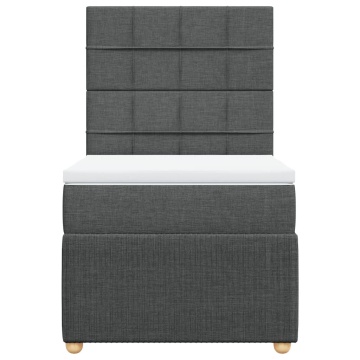 Pat box spring cu saltea, gri închis, 100x200 cm, textil - Img 4