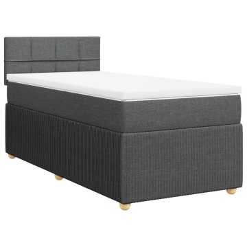 Pat box spring cu saltea, gri închis, 100x200 cm, textil - Img 2
