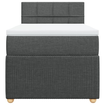 Pat box spring cu saltea, gri închis, 100x200 cm, textil - Img 5