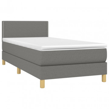 Pat box spring cu saltea, gri închis, 100x200 cm, textil - Img 3