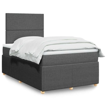Pat box spring cu saltea, gri închis, 120x190 cm, textil - Img 1
