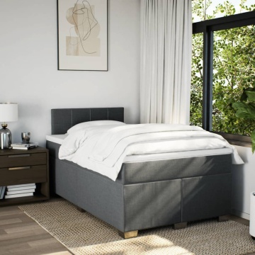 Pat box spring cu saltea, gri închis, 120x190 cm, textil - Img 4