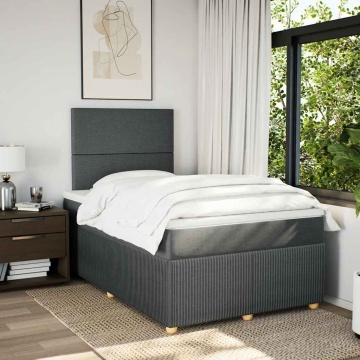 Pat box spring cu saltea, gri închis, 120x190 cm, textil - Img 3