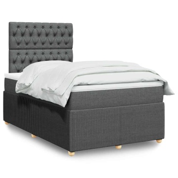 Pat box spring cu saltea, gri închis, 120x190 cm, textil - Img 1