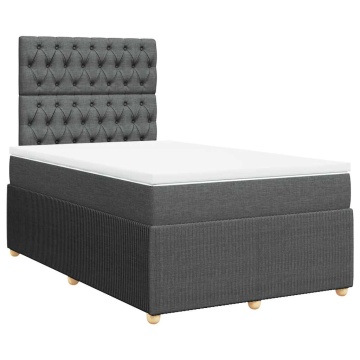 Pat box spring cu saltea, gri închis, 120x190 cm, textil - Img 2